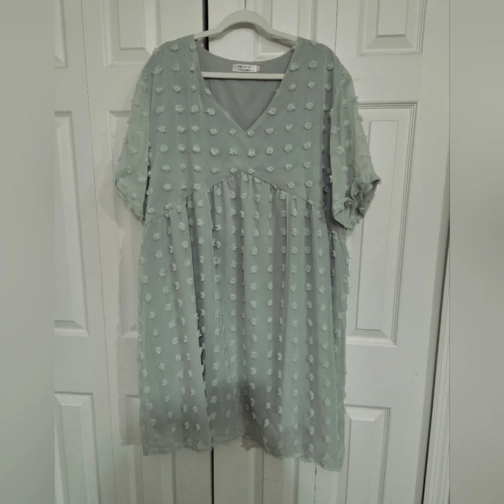 Hbeyyto Light Green Textured Dress Size 3XL - Picture 2 of 10
